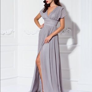 Formal Evening Dress, Color Charcoal Gray,